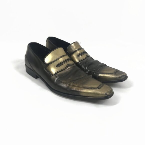 Dolce & Gabbana Pointy Loafers Gold Black Bronze - Picture 1 of 13